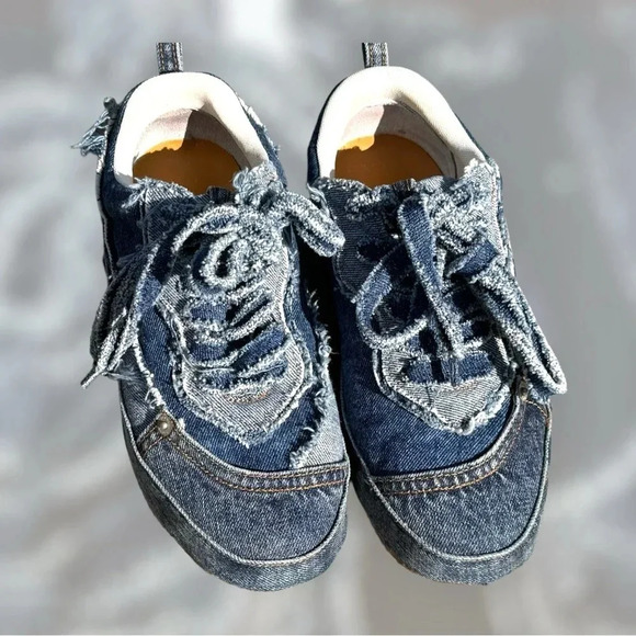 Loewe Shoes - Loewe  Women’s Distressed Denim Sneakers Size 8